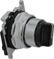 Eaton Cutler-Hammer - 30-1/2mm Mount Hole, 2 Position, Knob Operated, Selector Switch with Cam and Cap - Black, Maintained (MA) - Industrial Tool & Supply