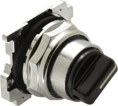 Eaton Cutler-Hammer - 30-1/2mm Mount Hole, 2 Position, Knob Operated, Selector Switch with Cam and Cap - Black, Maintained (MA) - Momentary (MO) - Industrial Tool & Supply