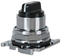 Eaton Cutler-Hammer - 30-1/2mm Mount Hole, 3 Position, Knob Operated, Selector Switch with Cam and Cap - Black, Maintained (MA) - Industrial Tool & Supply