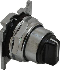 Eaton Cutler-Hammer - 30-1/2mm Mount Hole, 3 Position, Knob Operated, Selector Switch with Cam and Cap - Black, Maintained (MA) - Momentary (MO) - Industrial Tool & Supply