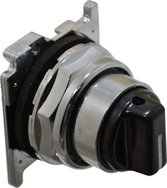 Eaton Cutler-Hammer - 30-1/2mm Mount Hole, 3 Position, Knob Operated, Selector Switch with Cam and Cap - Black, Maintained (MA) - Momentary (MO) - Industrial Tool & Supply