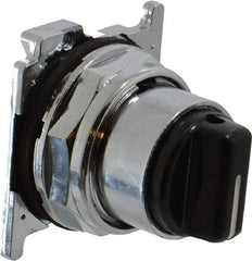 Eaton Cutler-Hammer - 30-1/2mm Mount Hole, 3 Position, Knob Operated, Selector Switch with Cam and Cap - Black, Maintained (MA) - Momentary (MO) - Industrial Tool & Supply