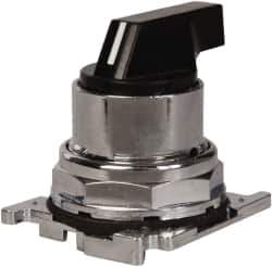 Eaton Cutler-Hammer - 30-1/2mm Mount Hole, 3 Position, Lever Operated, Selector Switch with Cam and Cap - Black, Maintained (MA) - Momentary (MO) - Industrial Tool & Supply
