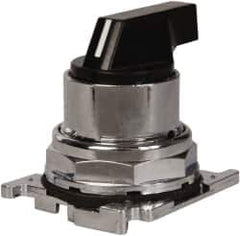 Eaton Cutler-Hammer - 30-1/2mm Mount Hole, 3 Position, Lever Operated, Selector Switch with Cam and Cap - Black, Maintained (MA) - Momentary (MO) - Industrial Tool & Supply