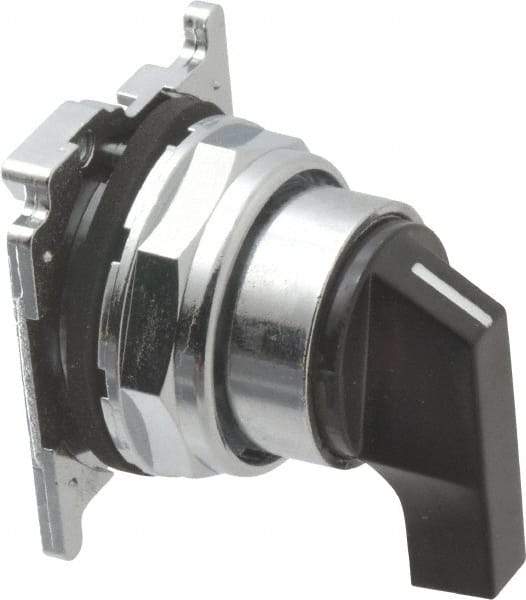 Eaton Cutler-Hammer - 30-1/2mm Mount Hole, 3 Position, Lever Operated, Selector Switch with Cam and Cap - Black, Maintained (MA) - Momentary (MO) - Industrial Tool & Supply
