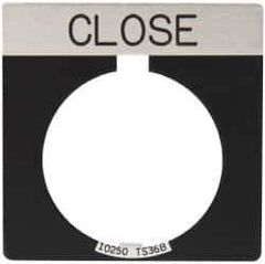 Eaton Cutler-Hammer - Square, Legend Plate - Close - Black Background, 30-1/2mm Hole Diameter - Industrial Tool & Supply