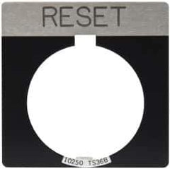 Eaton Cutler-Hammer - Square, Legend Plate - Reset - Black Background, 30-1/2mm Hole Diameter - Industrial Tool & Supply