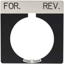 Eaton Cutler-Hammer - Square, Legend Plate - For-Rev - Black Background, 30-1/2mm Hole Diameter - Industrial Tool & Supply