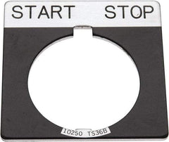 Eaton Cutler-Hammer - Square, Legend Plate - Start-Stop - Black Background, 30-1/2mm Hole Diameter - Industrial Tool & Supply