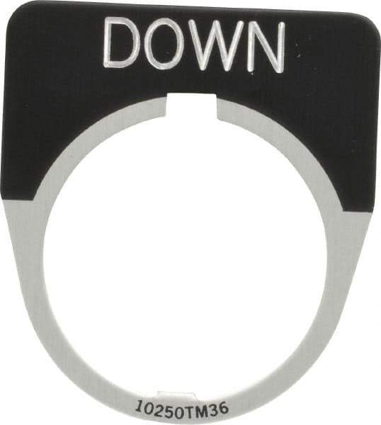 Eaton Cutler-Hammer - Half Round, Legend Plate - Down - Black Background, 30-1/2mm Hole Diameter - Industrial Tool & Supply