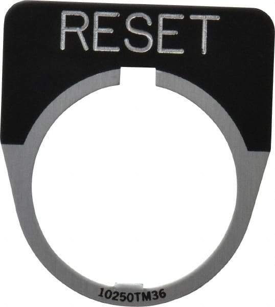 Eaton Cutler-Hammer - Half Round, Legend Plate - Reset - Black Background, 30-1/2mm Hole Diameter - Industrial Tool & Supply