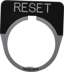 Eaton Cutler-Hammer - Half Round, Legend Plate - Reset - Black Background, 30-1/2mm Hole Diameter - Industrial Tool & Supply