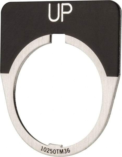 Eaton Cutler-Hammer - Half Round, Legend Plate - Up - Black Background, 30-1/2mm Hole Diameter - Industrial Tool & Supply