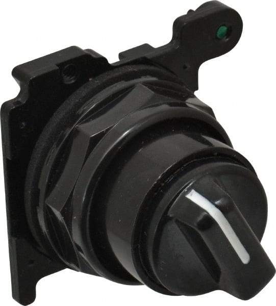 Eaton Cutler-Hammer - 30-1/2mm Mount Hole, 2 Position, Knob Operated, Selector Switch Only - Black, Maintained (MA), Corrosion Resistant, Oil and Watertight - Industrial Tool & Supply