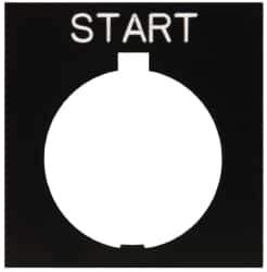 Eaton Cutler-Hammer - Square, Legend Plate - Start - Black Background, 30-1/2mm Hole Diameter, 1.77 Inch Square - Industrial Tool & Supply
