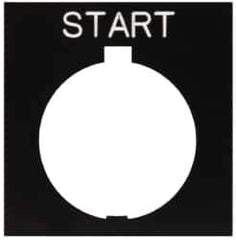 Eaton Cutler-Hammer - Square, Legend Plate - Start - Black Background, 30-1/2mm Hole Diameter, 1.77 Inch Square - Industrial Tool & Supply