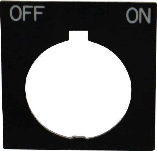 Eaton Cutler-Hammer - Square, Legend Plate - Off-On - Black Background, 30-1/2mm Hole Diameter, 1.77 Inch Square - Industrial Tool & Supply