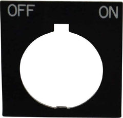 Eaton Cutler-Hammer - Square, Legend Plate - Off-On - Black Background, 30-1/2mm Hole Diameter, 1.77 Inch Square - Industrial Tool & Supply