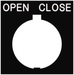 Eaton Cutler-Hammer - Square, Legend Plate - Open-Close - Black Background, 30-1/2mm Hole Diameter, 1.77 Inch Square - Industrial Tool & Supply