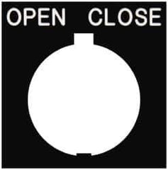 Eaton Cutler-Hammer - Square, Legend Plate - Open-Close - Black Background, 30-1/2mm Hole Diameter, 1.77 Inch Square - Industrial Tool & Supply