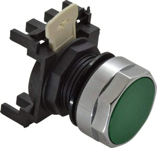Eaton Cutler-Hammer - 25mm Mount Hole, Flush, Pushbutton Switch Only - Round, Green Pushbutton, Nonilluminated, Momentary (MO) - Industrial Tool & Supply
