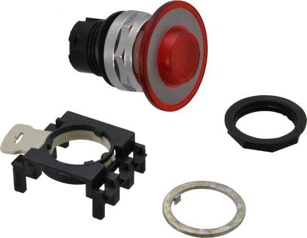 Eaton Cutler-Hammer - Pushbutton Switch Lens - Red, Round Button, Illuminated - Industrial Tool & Supply