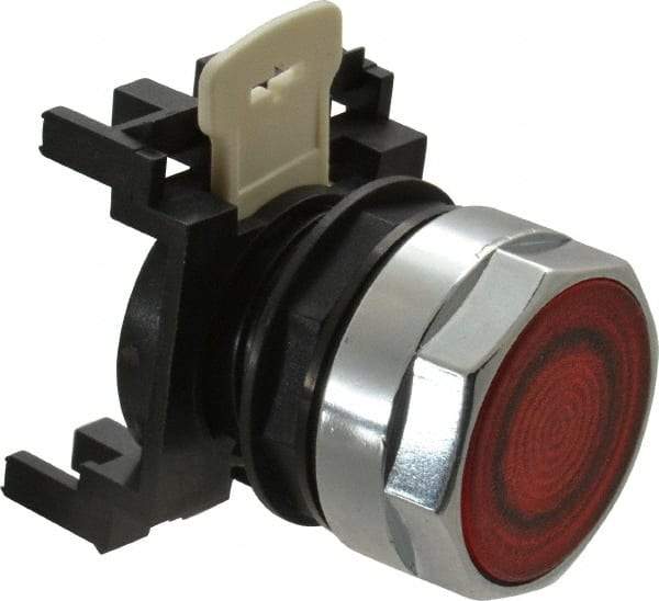 Eaton Cutler-Hammer - 25mm Mount Hole, Flush, Pushbutton Switch Only - Round, Red Pushbutton, Illuminated, Momentary (MO) - Industrial Tool & Supply