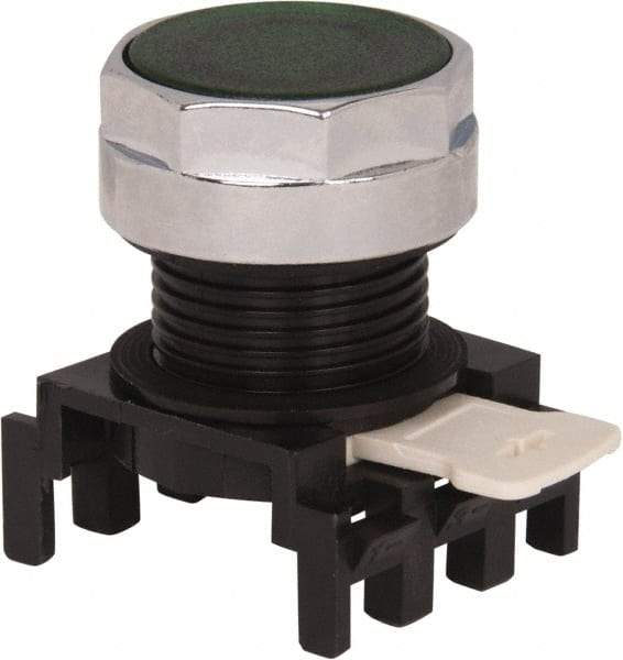 Eaton Cutler-Hammer - 25mm Mount Hole, Flush, Pushbutton Switch Only - Round, Green Pushbutton, Illuminated, Momentary (MO) - Industrial Tool & Supply