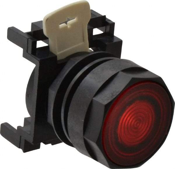 Eaton Cutler-Hammer - 25mm Mount Hole, Flush, Pushbutton Switch Only - Round, Red Pushbutton, Illuminated, Momentary (MO) - Industrial Tool & Supply