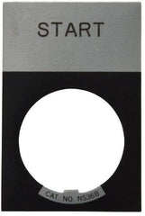 Eaton Cutler-Hammer - Rectangular, Aluminum Legend Plate - Start - Silver Background, Black Letters, 22-1/2mm Hole Diameter, 1.17 Inch Wide x 1.77 Inch High - Industrial Tool & Supply