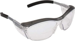 3M - +2, Clear Lenses, Anti-Fog, Framed Magnifying Safety Glasses - UV Protection, Adjustable Temples, Gray Plastic Frame, ANSI Z87.1-2010 - Industrial Tool & Supply