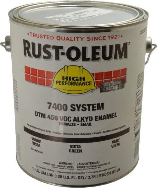 Rust-Oleum - 1 Gal Vista Green Gloss Finish Industrial Enamel Paint - 250 to 550 Sq Ft per Gal, Interior/Exterior, Direct to Metal, <450 gL VOC Compliance - Industrial Tool & Supply
