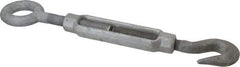 Made in USA - 3,200 (Hook) & 7,200 (Eye) Lb Load Limit, 7/8" Thread Diam, 6" Take Up, Steel Hook & Eye Turnbuckle - 18-1/2" Closed Length - Industrial Tool & Supply