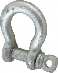Made in USA - 5/8" Nominal Chain Size, 3.25 Ton Carbon Steel Screw Anchor Shackle - 5/8" Diam, 3/4" Pin Diam, 2-7/16" High x 1-1/16" Wide Inside Jaw, 1-9/16" Inside Width, 1-7/16" Max Body Thickness - Industrial Tool & Supply