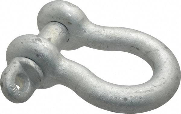 Made in USA - 1-1/8" Nominal Chain Size, 9.5 Ton Carbon Steel Screw Anchor Shackle - 1-1/8" Diam, 1-1/4" Pin Diam, 4-1/4" High x 1-13/16" Wide Inside Jaw, 2-15/16" Inside Width, 2-5/8" Max Body Thickness - Industrial Tool & Supply