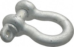 Made in USA - 1-1/8" Nominal Chain Size, 9.5 Ton Carbon Steel Screw Anchor Shackle - 1-1/8" Diam, 1-1/4" Pin Diam, 4-1/4" High x 1-13/16" Wide Inside Jaw, 2-15/16" Inside Width, 2-5/8" Max Body Thickness - Industrial Tool & Supply