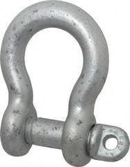 Made in USA - 1-1/4" Nominal Chain Size, 12 Ton Carbon Steel Screw Anchor Shackle - 1-1/4" Diam, 1-3/8" Pin Diam, 4-1/2" High x 2" Wide Inside Jaw, 3-1/4" Inside Width, 3" Max Body Thickness - Industrial Tool & Supply