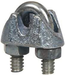 Value Collection - 1/8" Wire Rope U-Bolt Clip - Malleable Iron, Galvanized - Industrial Tool & Supply