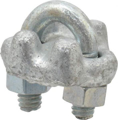 Value Collection - 1/8" Wire Rope U-Bolt Clip - Forged Steel, Galvanized - Industrial Tool & Supply