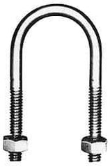 Made in USA - 1/2-13 UNC, 5" Long, Round U Bolt Clamp with No Mount Plate for 3" Pipe - 1-1/2" Thread Length, 3-1/2" Wide, Steel - Industrial Tool & Supply
