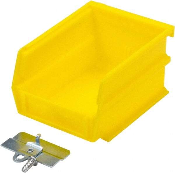 Triton - 5-3/8" Deep, Yellow Polypropylene Hopper Stacking Bin - 3" High x 4-1/8" Wide x 5-3/8" Long - Industrial Tool & Supply