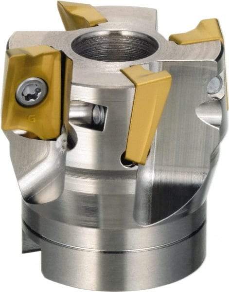 Sumitomo - 5 Inserts, 50mm Cut Diam, 22mm Arbor Diam, Indexable Square-Shoulder Face Mill - 0/90° Lead Angle, 40mm High, AX.T 1705 Insert Compatibility, Through Coolant, Series WaveMill - Industrial Tool & Supply