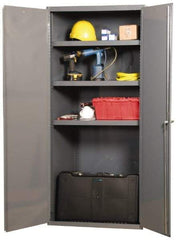 Durham - 4 Shelf Locking Storage Cabinet - Steel, 36" Wide x 18" Deep x 84" High, Gray - Industrial Tool & Supply