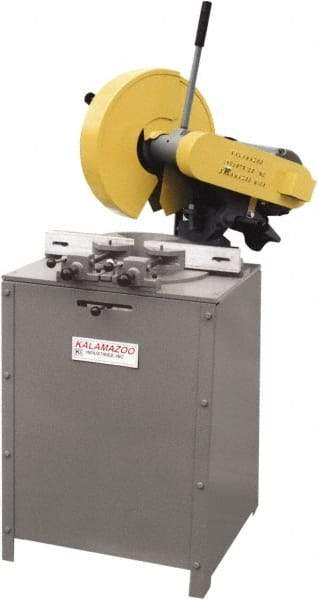 Kalamazoo - 14" Blade Diam, 1" Arbor Hole, Miter Chop & Cutoff Saw - 1,300 RPM, 5 hp, 220/440 Volts, 3 Phase - Industrial Tool & Supply