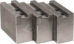 H & R Manufacturing - 8" Chuck Capacity, 1.5mm x 60° Serrated Attachment, Square Soft Lathe Chuck Jaw - 3 Jaws, Steel, 1" Btw Mount Hole Ctrs, 3-1/2" Long x 1-1/2" Wide x 2-1/2" High, 0.551" Groove, 12mm Fastener - Industrial Tool & Supply