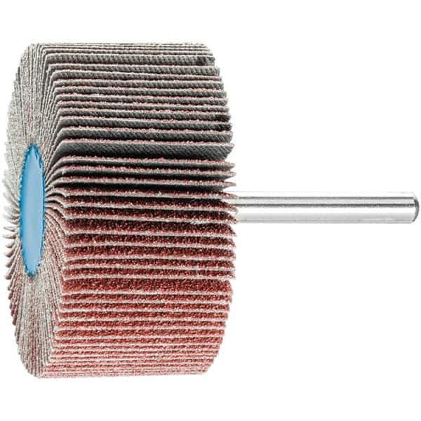 PFERD - 2-1/2" Diam x 1" Face Width, Aluminum Oxide Coated Mounted Flap Wheel - 1/4" Shank Mount, 60 Grit, 23,000 Max RPM - Industrial Tool & Supply