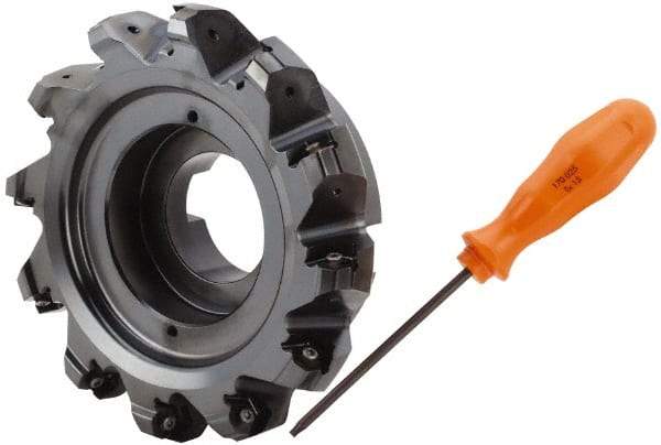 Kennametal - 12 Inserts, 6.748" Cutter Diam, 0.087" Max Depth of Cut, Indexable High-Feed Face Mill - 2" Arbor Hole Diam, 2.4" High, KSHR Toolholder, HNGJ 0905.. Inserts, Series Dodeka High-Feed - Industrial Tool & Supply