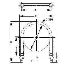 Made in USA - 3/8-16 UNC, Round U Bolt Clamp with Clamping/Guillotine Mount for 6" Pipe - 1-1/2" Thread Length, 6-1/2" Wide, Grade C-1018, Grade 2 (Nut) Steel - Industrial Tool & Supply