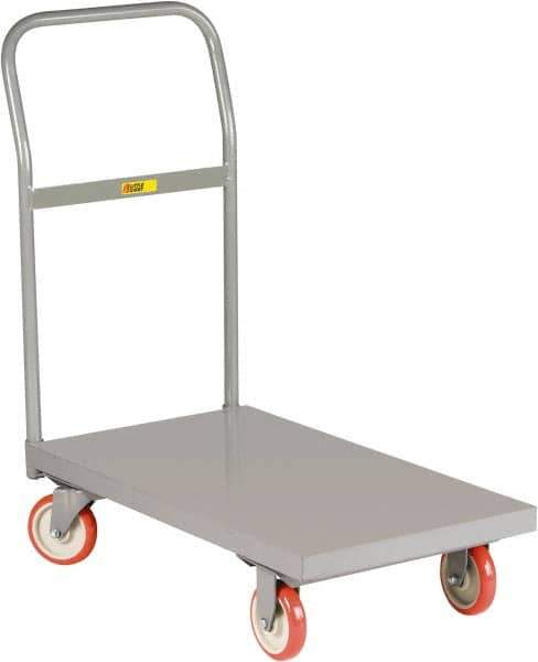 Little Giant - 1,200 Lb Capacity Steel Platform Truck - Steel Deck, 24" OAW, 48" Platform Length x 6-1/4" Platform Height, Polyurethane Casters - Industrial Tool & Supply