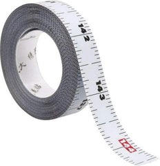 US Tape - 12 Ft. Long x 1/2 Inch Wide, 1/16 Inch Graduation, White, Steel Adhesive Tape Measure - Industrial Tool & Supply